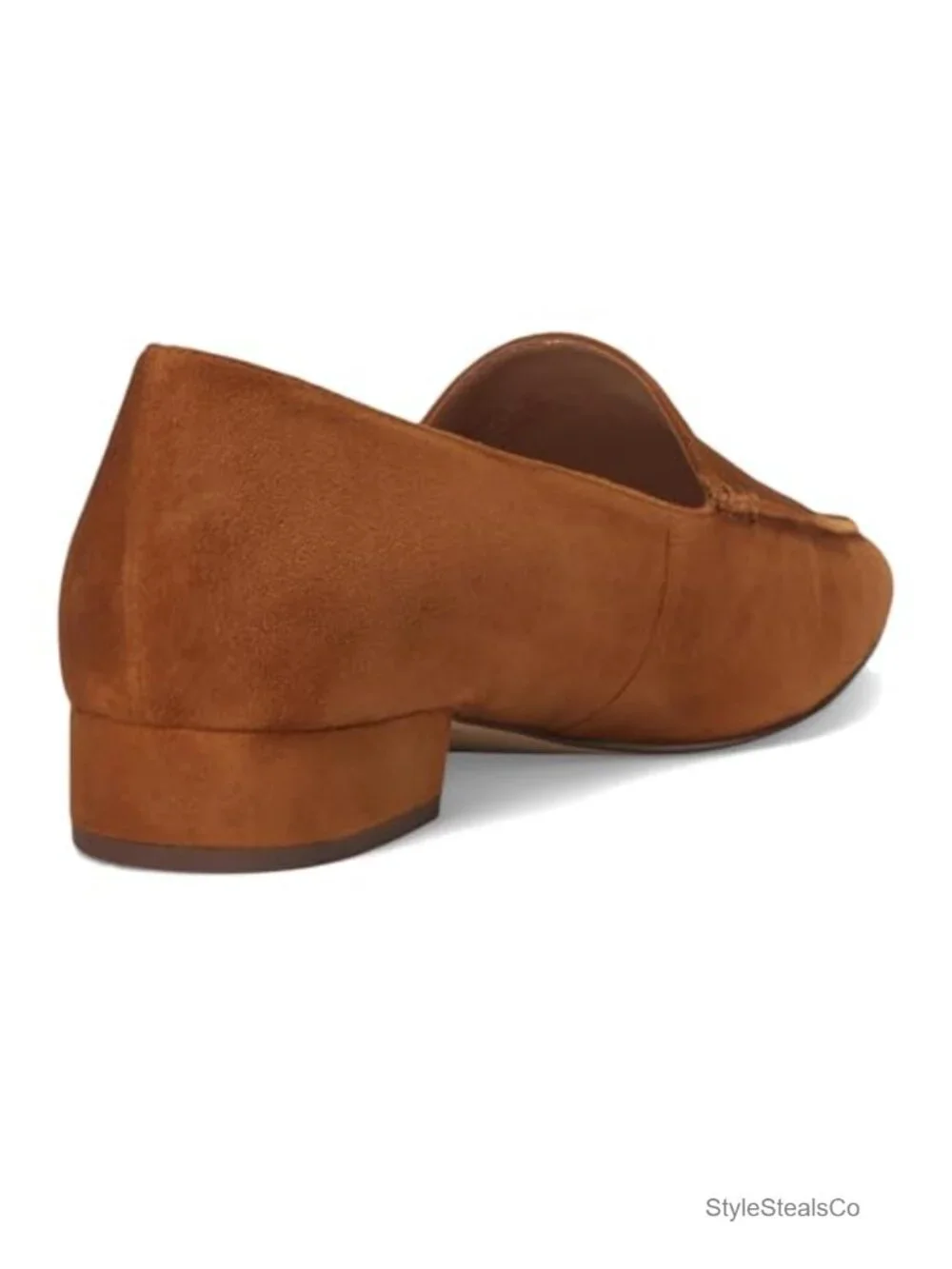 Pointed Toe Venetian Loafer with Box Stitch Detail, Flat Heel, Pull-On Style